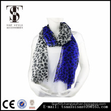 Animal print scarf blue leopard print polyester scarf